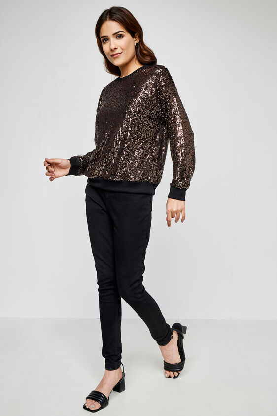 Black Geometric Straight Top, Black, image 3